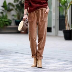 Cuffed Corduroy Pants in Camel